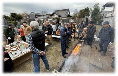 お寺の庭づくりワークショップ　第9回　「備災」 備災　―災害発生、その前に― 災害訓練 焼き芋